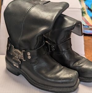 Harley-Davidson Black and Silver Combat Moto Boots